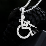 Iced Out Strapped Crip Pendant in White Gold