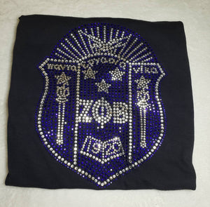 Rhinestone Zeta Phi Beta Shield Tee - FINAL SALE