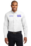 Phi Beta Sigma Fraternity, Inc. Long Sleeve Button-down Shirt w/ Greek Letters
