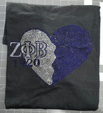 Zeta Phi Beta Rhinestone Heart Tee-FINAL SALE